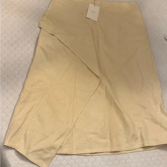 A.L.C. Lia Draped Midi Skirt Size 14 NWT Assymetric Cream Beige - Picture 1 of 7